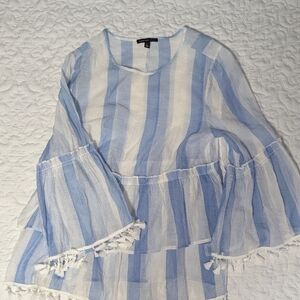 Signature Studio Light Blue and White Striped Blouse